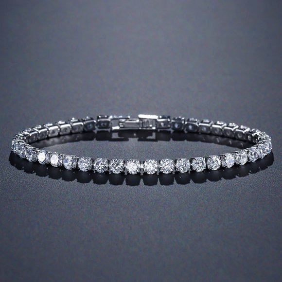 NEW 4mm Cubic Zircon Crystal Tennis Bracelet - Picture 1 of 3